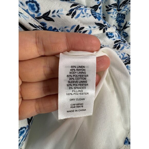 Caroline Constas Linen blend floral quilted jacket cottage core sz M - Picture 5 of 7